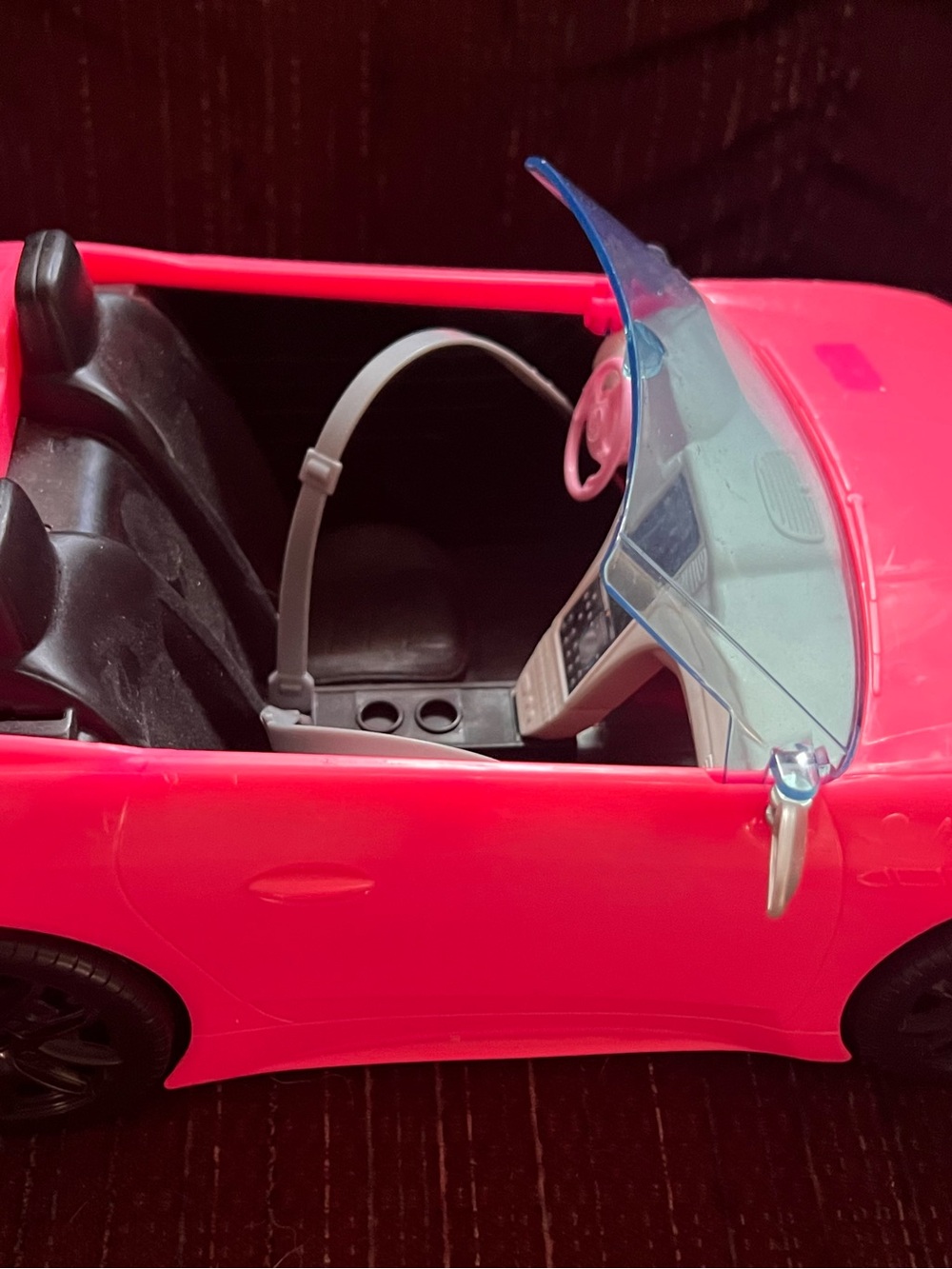 Barbie Hot Pink Convertible with Blue Windshield Holds Two Dolls